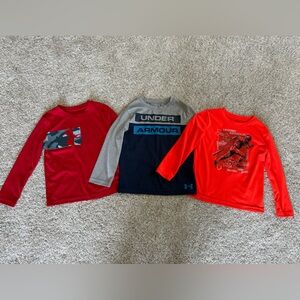Under Armour Kids' Red, Gray, and Orange Long Sleeve Tees